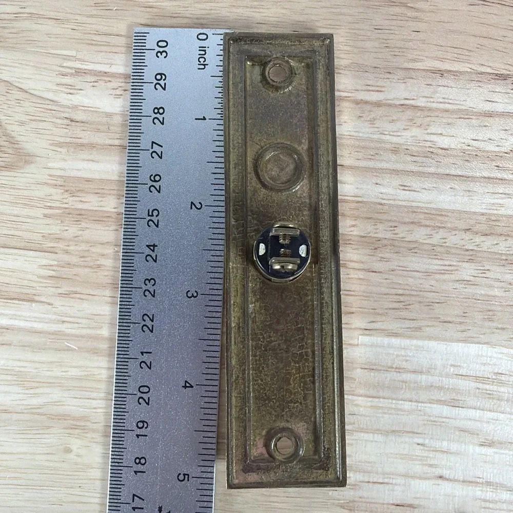 Solid Brass Door Bell Gold Tone Lighted Trine Chime Buzzer Vintage No Screws